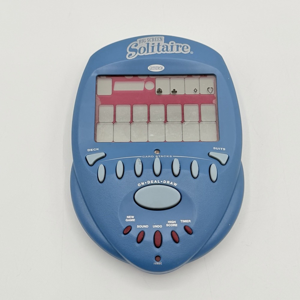 Radica Big Screen Solitaire 75009 Electronic Handheld Game Blue 2004 Tested